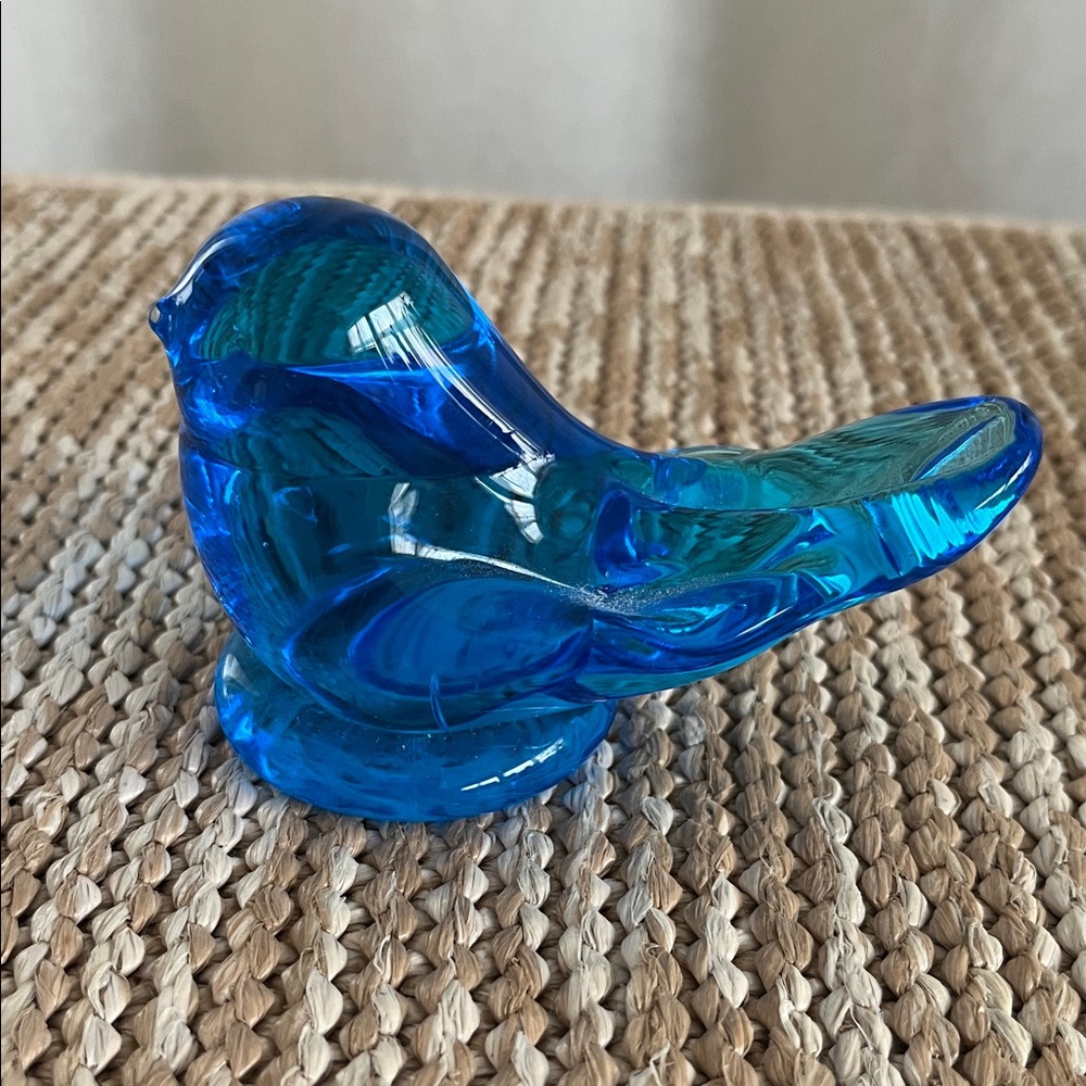 VTG Leo Ward Blue Bird of Happiness Art Glass Figurine Signed - Picture 2 of 4
